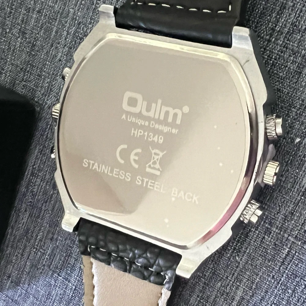 OULM Men’s Watch Silver with All Leather Strap in Black NWT FULL INCLUSION - Picture 5 of 16